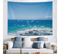 Tenture Murale Vert Oiseau Bleu Decoration Murale Polyester Tissu Tapisserie Lavable Tapisserie Murales pour Maison Salon Chambre Dortoir Décoration Tenture 150x100 cm
