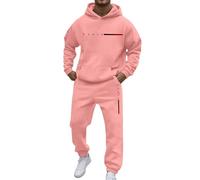 Tenue 2 pièces pour homme avec capuche - Ensemble décontracté à capuche et pantalon de survêtement à lacets pour homme - Manches longues - Motif lettre - Confortable, rouge pastèque, 3XL