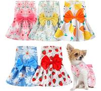Tenue 5 pièces pour petits chiens et chats - Robe de princesse à motif floral avec vêtements mignons pour animaux de compagnie Yorkshire - Parfait pour la vie quotidienne, les promenades en plein air