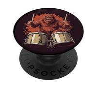 Tenue amusante Bigfoot avec batterie pour les amateurs de musique rock PopSockets PopGrip Adhésif
