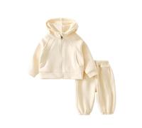 Tenue Bebe Garcon Fille Automne Sweat Shirt A Capuche Manches Longues Pantalon Jogger Deux Pieces Confortable Décontractee Jeu Sortie(Beige, 6-9 Months)