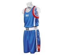 METAL BOXE Ensemble Short + Débardeur Boxe Tenue, Bleu, XXXS Homme