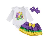 Tenue Carnaval Fille Deux Pieces Imprime Lettrage Colore Décontractee Confortable Ensemble Soeurs Soiree Robe Coordonnee(White, 0-3 Months)