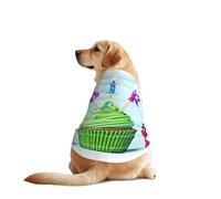 Tenue colorée pour chien avec imprimé cupcakes « Happy Birthday » - Manches - Lavable en machine - Pour chiens de taille moyenne et grande