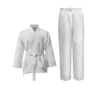 Tenue Combat Traditionnelle Veste Croisée Renforcée Pantalon Taille Élastique pour Karaté Entraînement Self Défense pour Femme Adulte