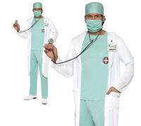 Tenue Costume Médecin Chirurgien Smiffys Bleu Polyester Homme Lot Complet M-L
