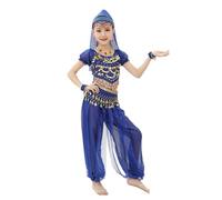 Tenue Danse Indienne Fille Pailletée, Costume De Spectacle Ensemble 2 Pièces, Idéal pour Les Représentations Orientales, pour Enfant 4 À 12 Ans