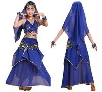 Tenue Danse Scène Extérieur Fille Élastique Confortable Toutes Saisons Lavable Main Machine Performance Spectacle Vêtements 2 16 Ans Deux Pièces(Blue, Over 16 Years Old)