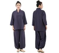 Tenue d'arts Martiaux pour Femme, Uniforme Unisexe de Tai Chi, Vêtements Traditionnels Chinois pour Kung Fu, Méditation Zen, Wing Chun, Wu Shu, Qigong (Blue, XL)