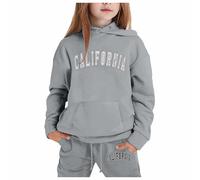 Tenue d'automne pour filles avec sweat à capuche Los Angeles California à manches longues et confortables pour tout-petits - Ensemble de survêtement de voyage à capuche - Pantalon de survêtement