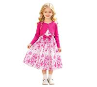 Tenue d'automne pour filles : robe de saison composée d'une veste unie, d'un débardeur à motifs floraux et d'une robe à manches longues, idéale pour l'automne. Ensemble composé d'une veste (3-4 Years)