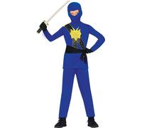 Tenue d'Aventure Ninja Bleu Costume Carnaval Tenue de Combat Enfants Motif Dragon Tenue Ninja Capuche, Taille : 110/116 Couleur : Bleu