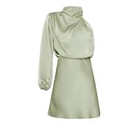 Tenue de bureau grande taille pour femme, robe de soirée pour femme, commerce extérieur, satin de haute qualité, manches longues, robe élégante grande taille pour femme, vert menthe, XL