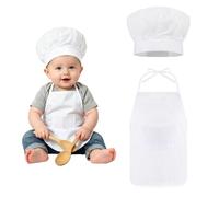 Tenue de Chef 2 PCS pour Bébé 1-3 Ans Tablier de Cuisinier et Toque de Chef pour Bébé Mini Tenue de Chef pour Tout-petits Costume Adorable pour Fille Garçon Accessoire de Photographie pour Tout-petits