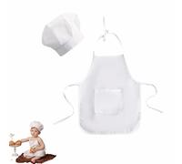 Tenue De Chef 2 Pièces pour Nouveau-Né, Costume de Chef pour Tout-Petit | Tenue De Cuisinier pour Bébé Et Toque De Chef pour Photographie de Nourrisson, Blanc