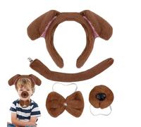 Tenue de chiot pour animaux de compagnie - kit de quatre pièces, vêtements d'animaux drôles | Costume de robe élégant avec bandeau et queue ajustés pour les célébrations de fête Cosplay montre des ras
