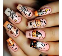 Tenue De Citrouille Spooky-Chic Avec Design D'araignée Nails ABS Réutilisables Pour Les Célébrations 'Halloween Et Le Costume Night Gothic Bat Nail Pumpkin Press Sur L'art 'Halloween Pour Les
