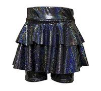 Tenue de concert 2026 à paillettes scintillantes pour filles avec jupe tutu et short pour spectacle, jeu de soleil, occasions, Noir , 140