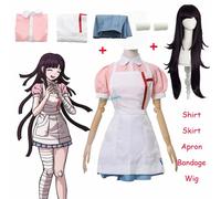 Tenue de cosplay Danganronpa Mikan Tsumiki avec perruque, uniforme d'infirmière ultime, costume de demoiselle d'honneur, ensemble complet pour femmes, Halloween, anime, Despair costume wigs
