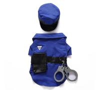 Tenue de Cosplay de Policier pour Petit Chien - Costume de Chiot en Polyester Respirant, Tendance et Facile à Porter pour Noël, fête d'halloween (Convient pour Teddy) (Blue Policeman)