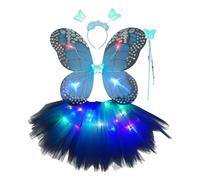 Tenue de fée pour filles, robe tutu lumineuse à DEL avec ailes de papillon et bandeau baguette magique | pour fête de fée, cosplay, performance sur scène, anniversaire, festival, Halloween, Noël