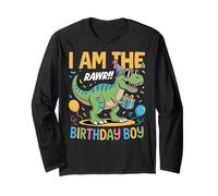 Tenue de fête d'anniversaire I Am The Birthday T-Rex Dinosaur Squad Auntie Manche Longue
