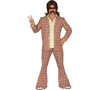 tenue de fête des années 70 Motif en losange Costume de carnaval Flared Pants Costume rétro vintage, Taille : 54 - 56 (XL) Couleur : Multicolore