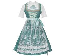 Tenue de fête la bière allemande, costume d'Oktoberfest, ensemble chemise en dentelle verte et tablier maille avec motif à nouer(Small)