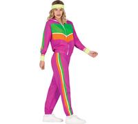 Tenue de fitness des années quatre-vingt Néon rose vert violet orange Look sportif rétro Costume de carnaval, Taille : 38 - 40 (M) Couleur : Rose