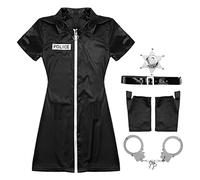 Tenue de flic sexy pour les femmes officiers de police costume flic Uniforme bodycon robe avec une ceinture de badge et des tenues
