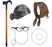 Tenue de grand-mère d ' école pour, Costume de vieille dame, maquillage pour jeu de rôle, perruques confortables et respirantes, 100 jours