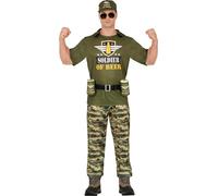 Tenue de héros de bière militaire Enterrement de vie de garçon Fun Party Camo Pantalon Aventure Uniforme, Taille : 48 - 50 (M) Couleur : Vert