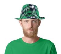 Tenue de leprechaun - Chapeau trèfle de léprechaun, couvre-chef de léprechaun émeraude | Chapeau haut-de-forme de leprechaun vert de luxe pour adulte avec barbe roux, chapeau de la Saint-Patrick