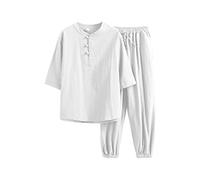 Tenue de loisirs légère en coton - Uniforme zen de méditation pour homme - Lin Ensemble Tang - Pantalon à manches courtes - Manteau en chanfu chinois, kung-fu, tai-chi - Vêtements de sport de