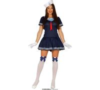 Tenue de marin rétro des années 40 Costume marin Carnaval Look bleu Détail blanc Col arqué Motif bateau Style élégant Atmosphère intemporelle, Taille : 42 - 44 (L) Couleur : Bleu