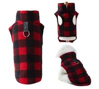 Tenue de Noël de Chien, Tenue Noël Chats à Plaid Classique Rouge, vêtements Chien Polaire Chauds Doux Vestige Costume d'hiver pour Chats, Chiens, Animaux Compagnie, XL