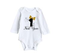 Tenue de Noël Garçon Mon premier Nouvel An Nouveau-né Garçons Filles Nouvel An Tenues Lettre Imprimé Romper Combinaison Tenues Ensemble, Blanc., 9-12 mois