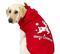Tenue de Noël pour chien, costume de Noël pour chiens - Antler Dog Christmas Hoodie Pet Warm Sweatshirt - Vêtements de Noël pour animaux de compagnie, beau pull d'automne et d'hiver pour grands chiens