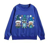 Tenue de NoëL pour EnfantsSweat-shirt à capuche à imprimé gnome de Noël avec doublure thermique,décontracté,minimaliste,coupe ample,épais,manches longues,tenue pour filles,hiver(Bleu,10-12 Ans)