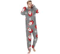 Tenue de Noël pour parents et enfants avec bonhomme de neige et Père Noël - Fermeture éclair à capuche - Combinaison confortable pour toute la famille - Saison festive, gris, L