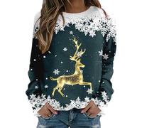 Tenue De Noel,Sweatshirt Moderne sans Capuche pour Femmes Design Streetwear décontracté Manches Longues imprimé Douceur exceptionnelle modèle Tendance (Navy, XL)