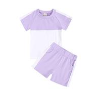 Tenue De Nuit Coton Bébé, T-Shirt Manches Courtes Et Short Patchwork, Ensemble 2 Pièces Unisexe Léger pour Les Nuits Chaudes