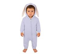 Tenue de Pâques pour Nouveau-né Bébé Fille Garçon - Barboteuse avec Capuche Oreilles de Lapin Manches Longues - Combinaison Mignonne Bébé Fermeture Éclair en Coton Doux (White, 18-24 Months)