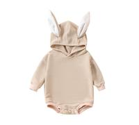 Tenue de pâques pour Nouveau-né garçon et Fille, Combinaison à Capuche avec Oreilles de Lapin, Barboteuse en Velours côtelé, Joli Body à Manches Longues avec Bretelles