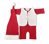 Tenue De Père Noël Pour Bébé 3 Pièces En Tissu Extensible Doux Nouveau-né 0 À 3 Mois Accessoires Photo Et Portraits Famille Costume Photo Respirant Bébé