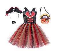 Tenue de pirate pour fille - Tenue d'Halloween et cosplay | Jupe boucanier de carnaval avec cache-œil et bandeau pour filles de 2 à 12 ans, fêtes sur le thème du carnaval