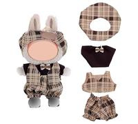 Tenue de poupée de 17 cm, convient pour une hauteur de 17 cm, accessoires pour costume 1 chapeau + 2 hauts + 1 pantalon, ensemble marron sans vêtements de poupée uniquement (17-136)