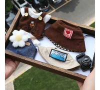 Tenue de poupée de 17 cm pour Laabubu, ensemble de costume mignon de hamburger et frites, vêtements et accessoires pour Laabubu, salopette, salopette en jean Chunye (vêtements uniquement) Salopette Ha