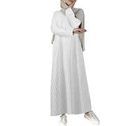 Tenue de Priere Femme Musulmane en Coton et Lin Robe de Prière Musulmane à Manches Longues Ample Moyen-Orient Dubaï Arab Islamique Ramadan Robe Turque Dubaï Tenues Dubaï