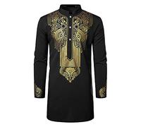 Tenue de Prière Musulmane Homme Djellaba Homme Rayée Tunique Confortable Chemise Ihram Vêtements pour Hommes Grande Taille Abaya Homme Élégante Tunique Abaya pour Ethnique, Mariage, Soirée